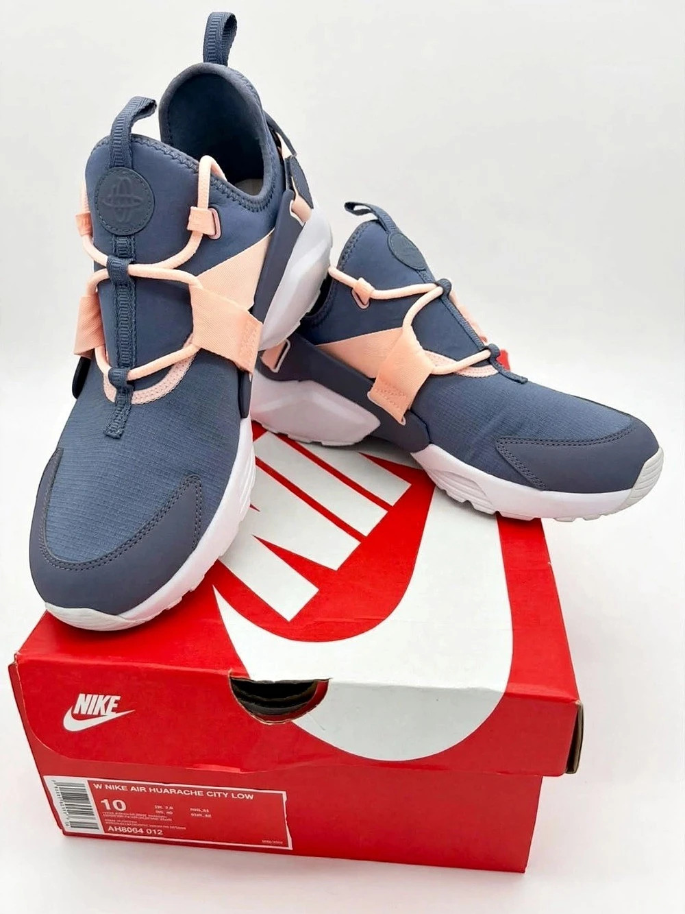 Nike Air Huarache City Low - Ashen Slate / Peach - Womens 10 - AH8064 012 Box